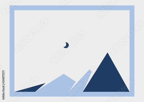 Geometric Mountains silhouette landscape art poster illustration