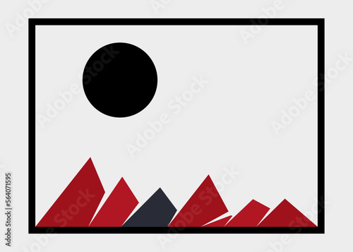 Geometric Mountains silhouette landscape art poster illustration