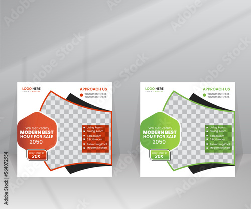 Modern Home Sale Social Media Post, Square Flyer template for Growing Business with Social Media Suitable for Real Estate Agency