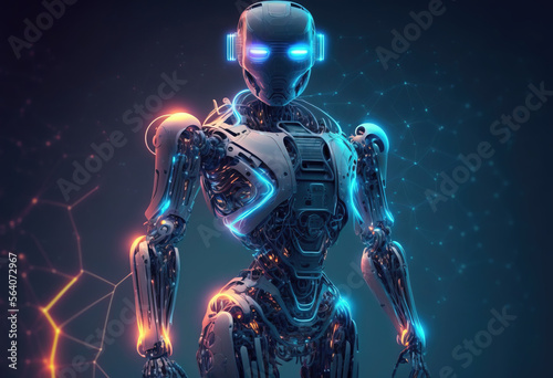 Artificial intelligence, abstract cyborg android. is not based on any real person. generative AI   © ReisMedia