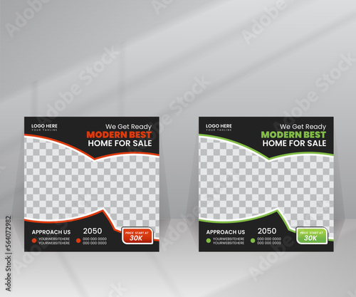 Modern Home Sale Social Media Post, Square Flyer template for Growing Business with Social Media Suitable for Real Estate Agency