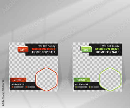 Modern Home Sale Social Media Post, Square Flyer template for Growing Business with Social Media Suitable for Real Estate Agency