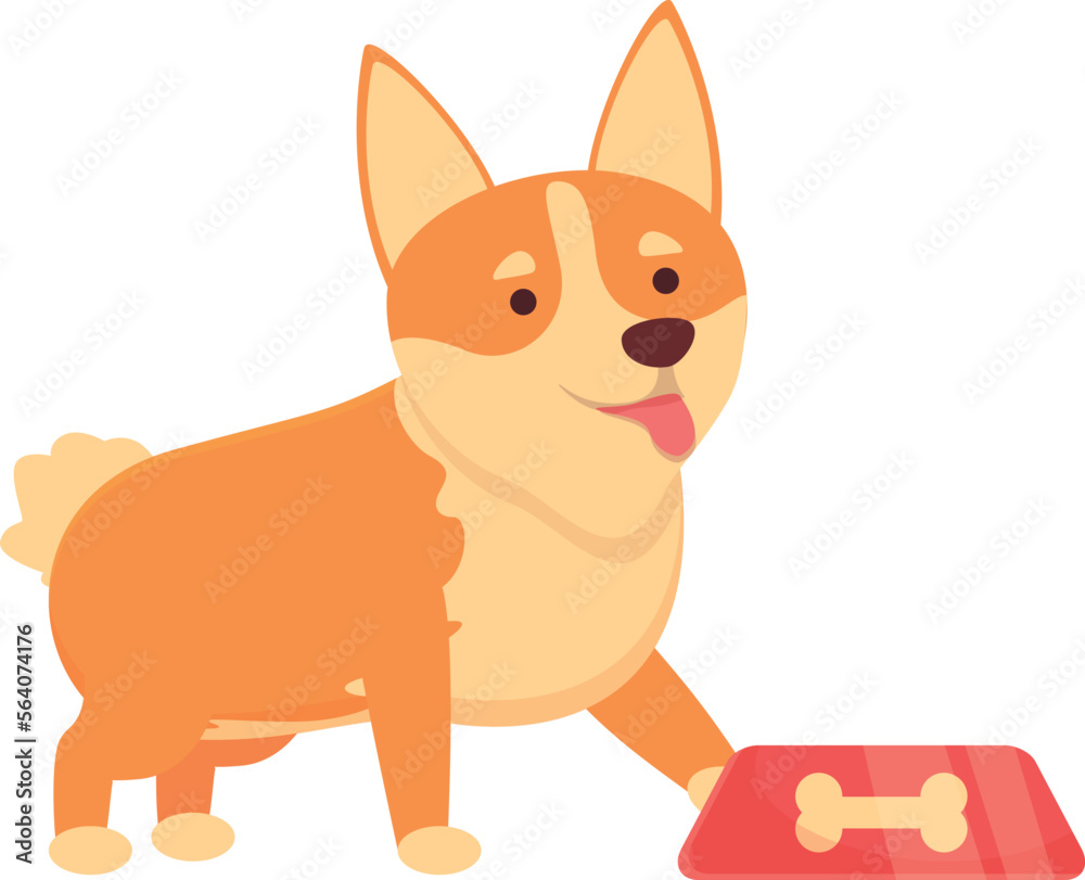 Corgi want to eat icon cartoon vector. Cute dog. Funny pet