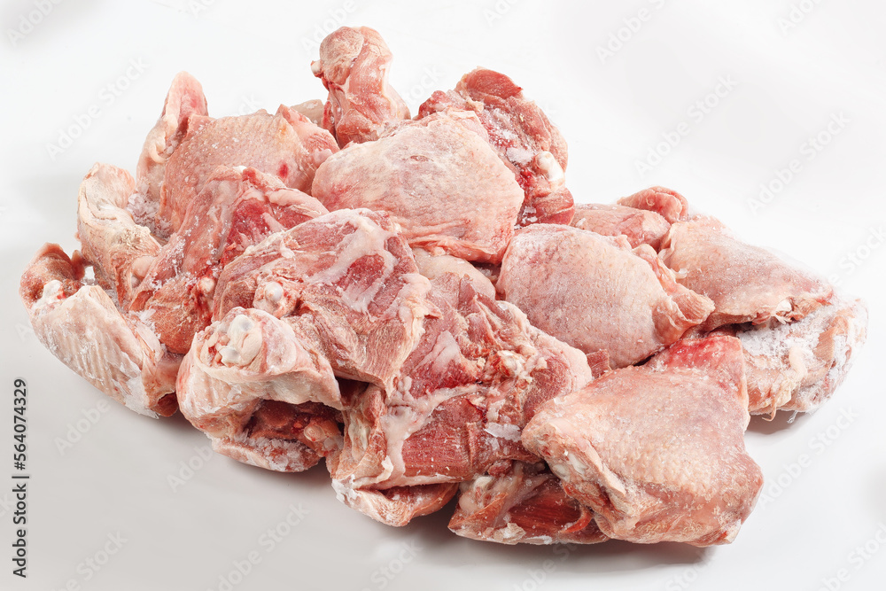 frozen turkey meat isolated on white background