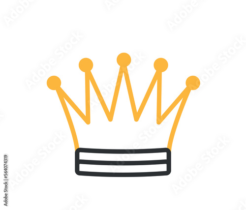 Chess crown color icon. Logo for company and organization, minimalist creativity and art. Game of logic and intelligence, skill development. Power and strength. Cartoon flat vector illustration