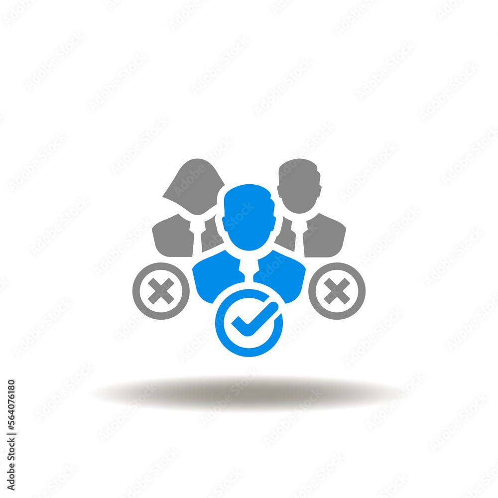 Vector illustration of business people team with check and cross marks. Symbol of attendance management. Vector illustration of business people team with check and cross marks. Symbol of attendance management.