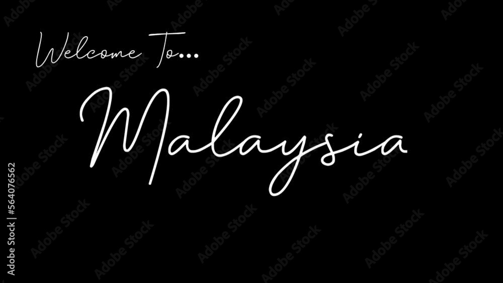 Welcome to malaysia word in black background. Animated welcome in overshot animation. This animation is suitable for greeting footage Welcome to malaysia word in black background. Animated welcome in overshot animation. This animation is suitable for greeting footage
