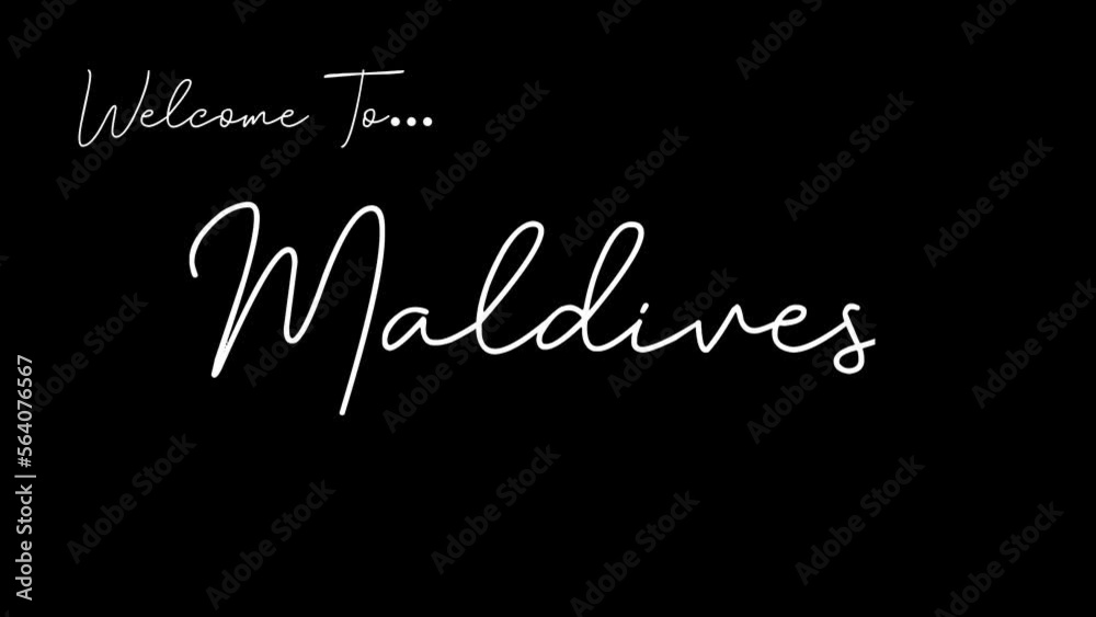 Welcome to maldives word in black background. Animated welcome in overshot animation. This animation is suitable for greeting footage Welcome to maldives word in black background. Animated welcome in overshot animation. This animation is suitable for greeting footage