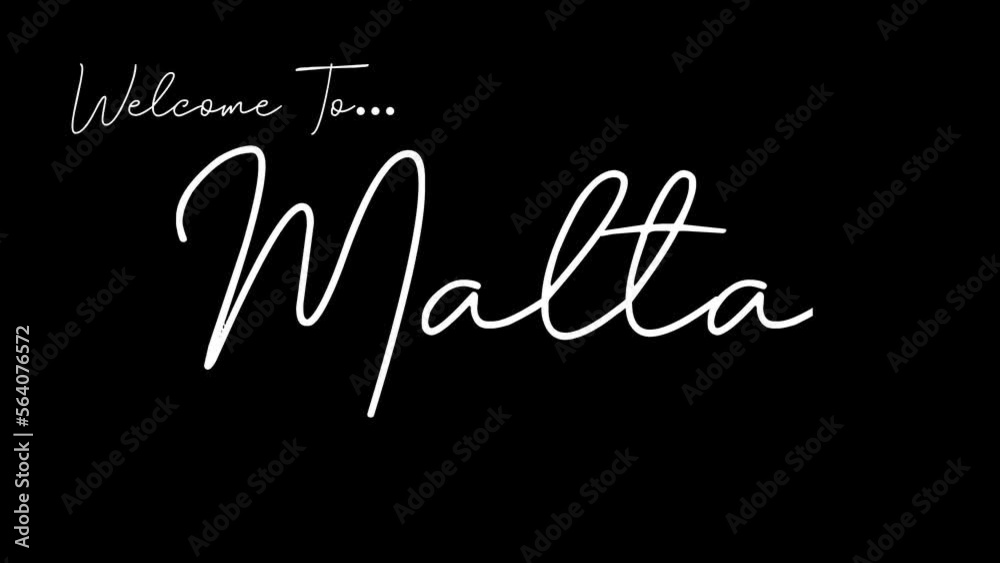 Welcome to malta word in black background. Animated welcome in overshot animation. This animation is suitable for greeting footage Welcome to malta word in black background. Animated welcome in overshot animation. This animation is suitable for greeting footage