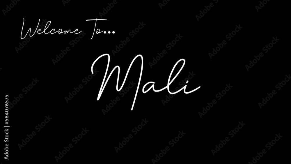 Welcome to mali word in black background. Animated welcome in overshot animation. This animation is suitable for greeting footage Welcome to mali word in black background. Animated welcome in overshot animation. This animation is suitable for greeting footage