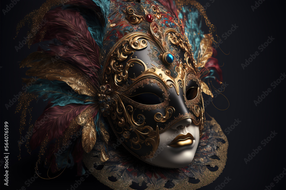 beautiful and chic colorful venetian carnival mask.