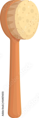 Bath care brush icon cartoon vector. Wooden body. Dry tool