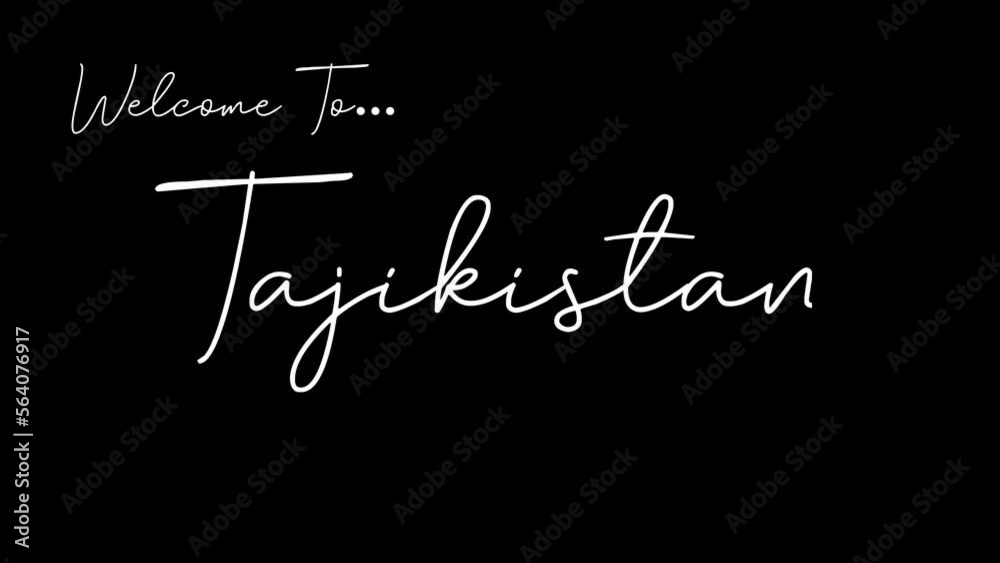 Welcome to tajikistan word in black background. Animated welcome in overshot animation. This animation is suitable for greeting footage Welcome to tajikistan word in black background. Animated welcome in overshot animation. This animation is suitable for greeting footage
