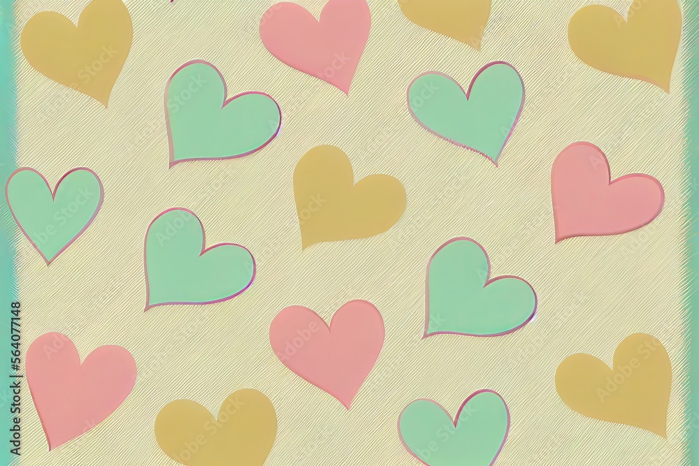 Valentine's day background with hearts. Created with Generative AI technology.