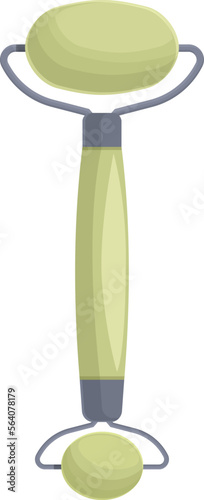 Gold facial roller icon cartoon vector. Face skin. Cosmetic stone