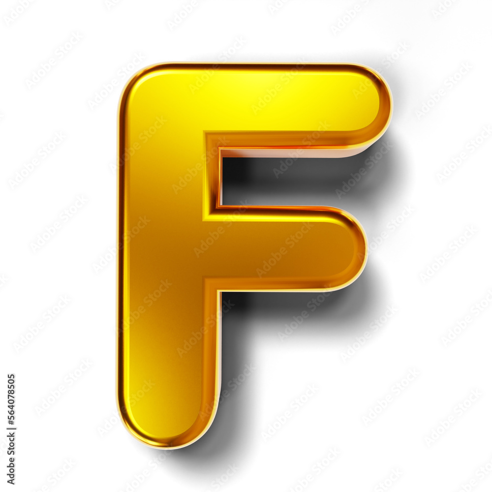 3D golden text F isolated on transparent background 3D golden text F isolated on transparent background