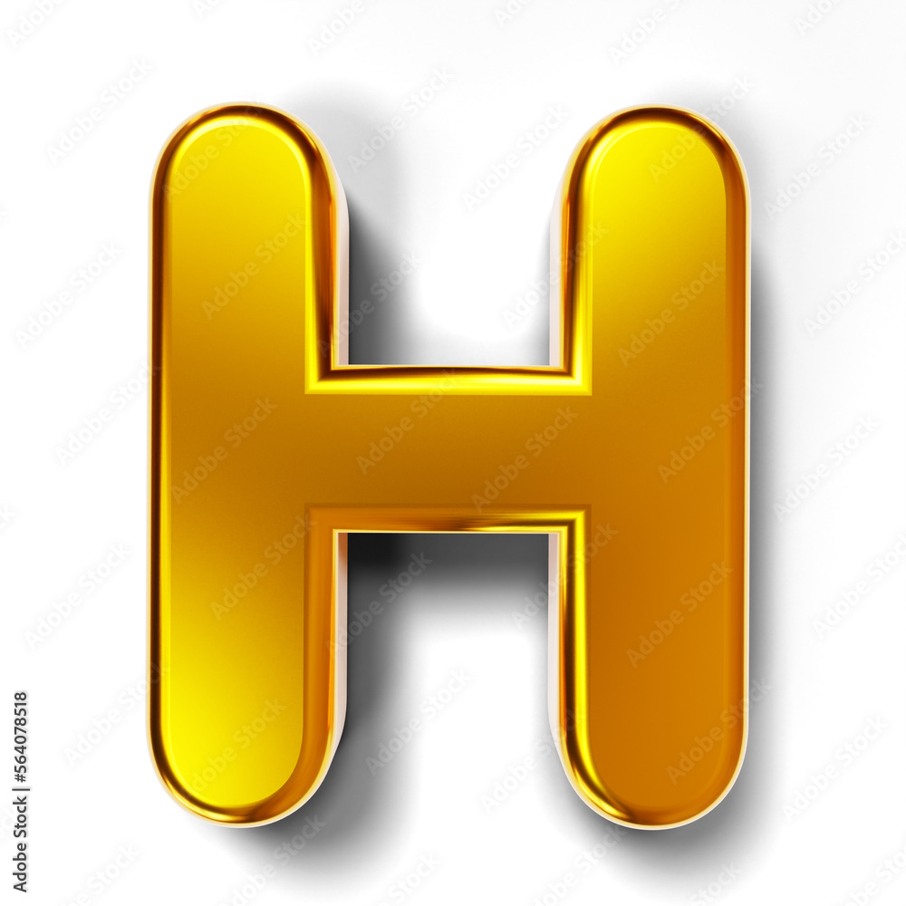 3D golden text H isolated on transparent background 3D golden text H isolated on transparent background