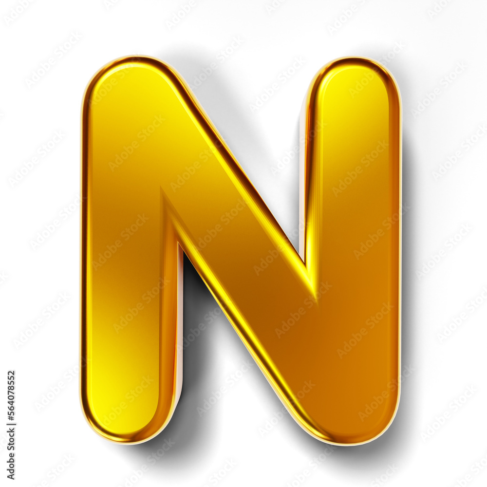 3D golden text N isolated on transparent background 3D golden text N isolated on transparent background
