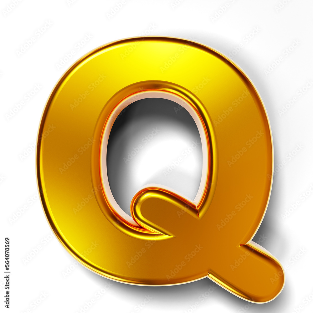 3D golden text Q isolated on transparent background 3D golden text Q isolated on transparent background