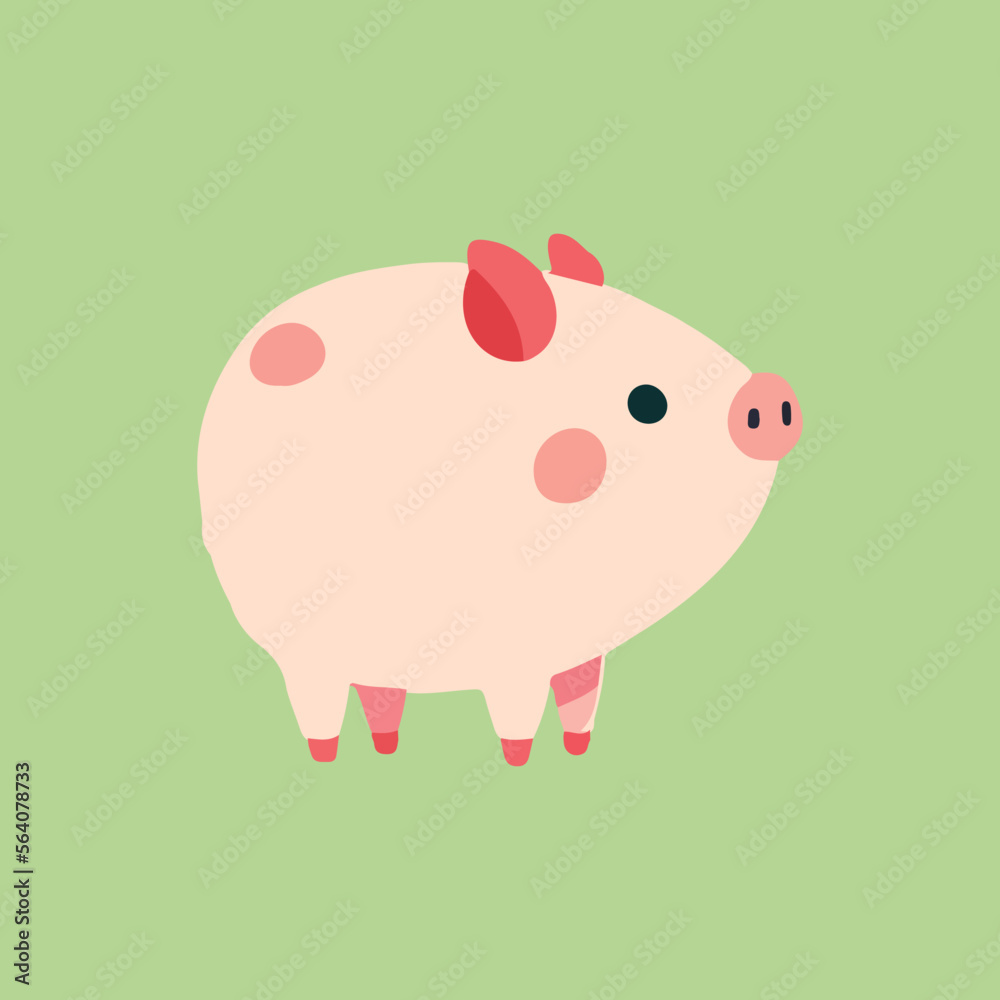 Fototapeta premium cute baby pig in isolated background,vector icon