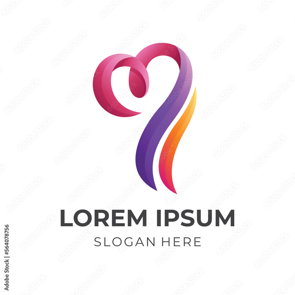 love logo design with 3d colorful style love logo design with 3d colorful style