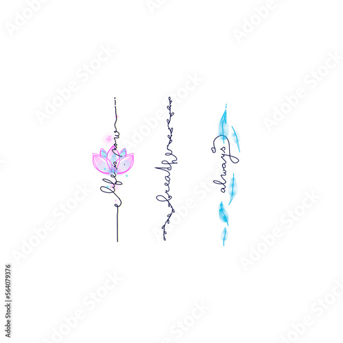 words and quotes hand written font tattoo design 