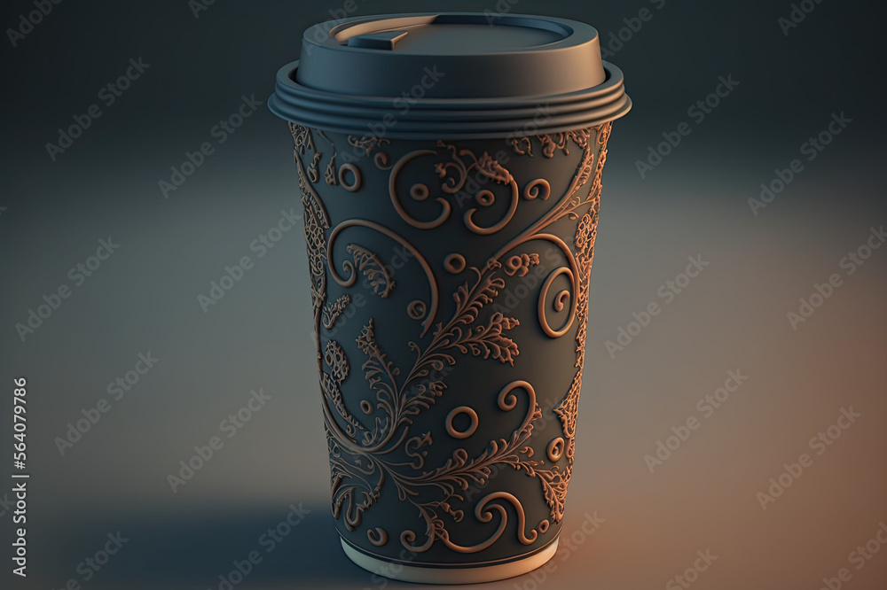 Brown cup of hot coffee