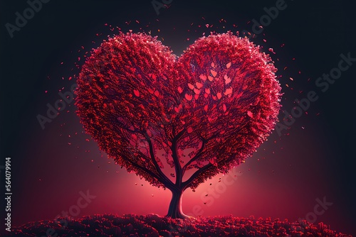 valentine's day, heart-shaped tree, couple, couple in love, love, generated by ai © Yuri