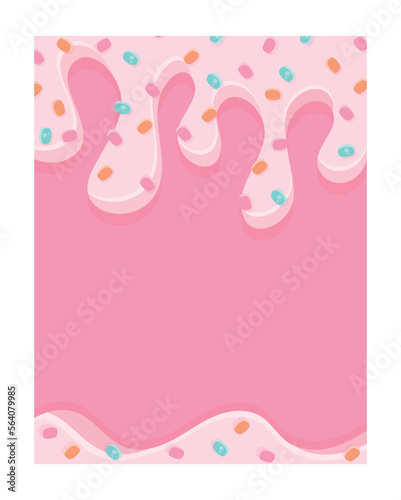Donuts pink banner. Place for text, template, layout and mock up. Poster or banner for website. Sweet products, dessert and delicacy, gourmet. Cartoon flat vector illustration