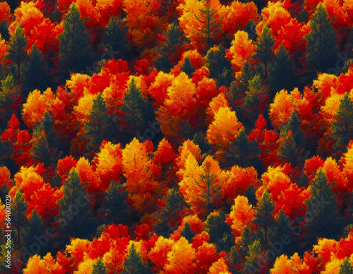 background of tall autumn trees on a mountain minimalist abstract