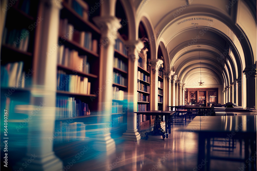 blurred background of a library. ai generated