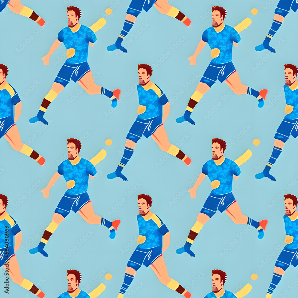 seamless pattern soccer players vector
