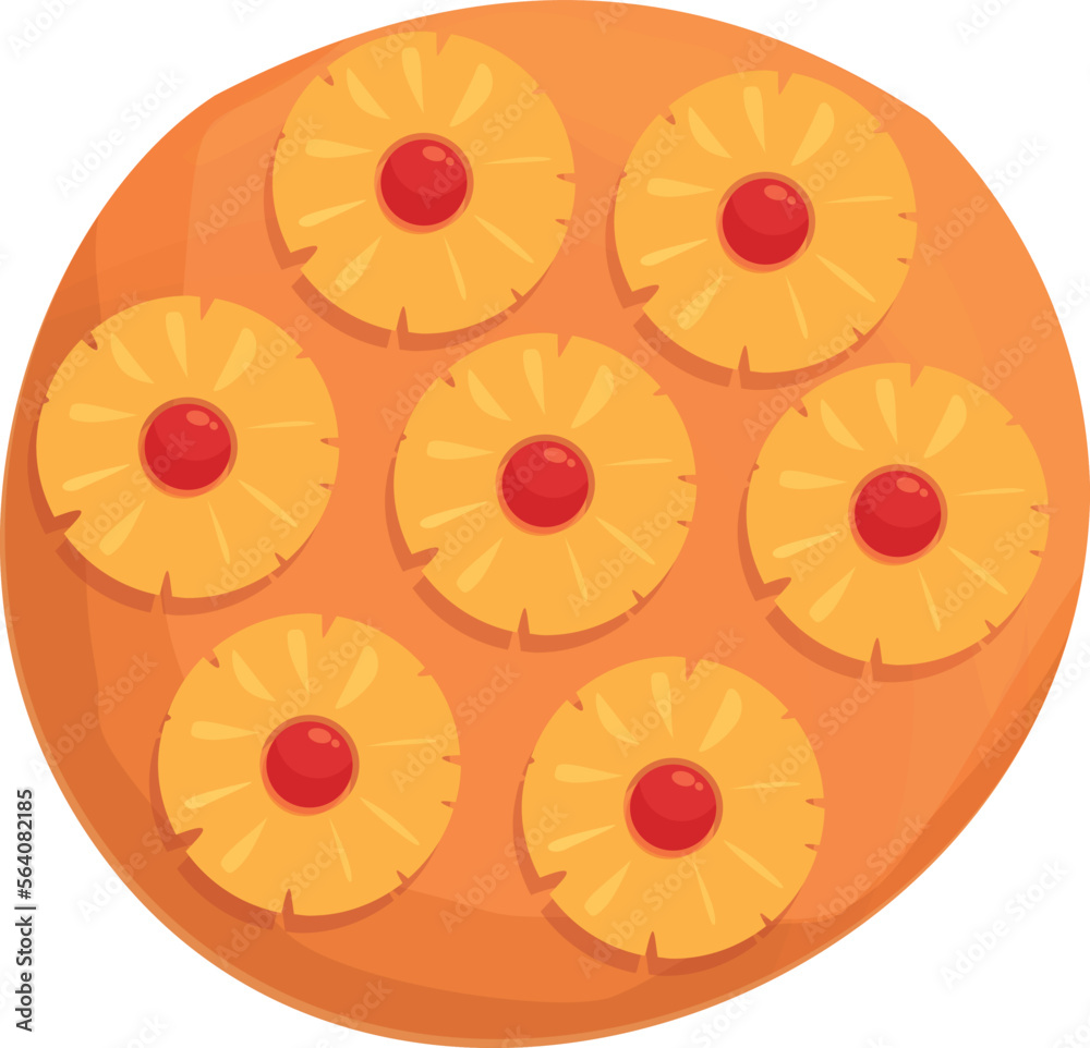 Desert upside-down cake icon cartoon vector. Pineapple cooking. Tatin top Desert upside-down cake icon cartoon vector. Pineapple cooking. Tatin top