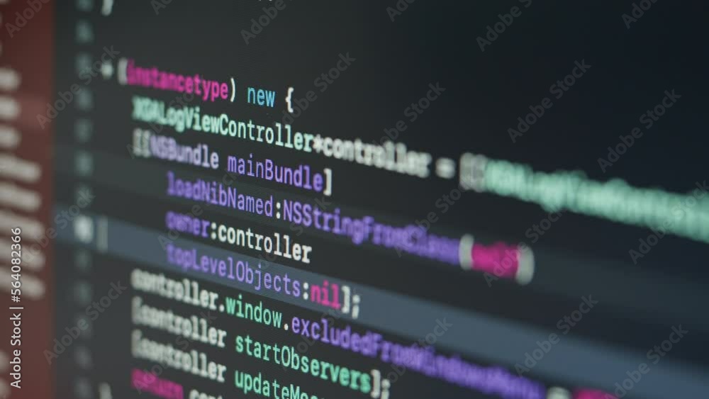 Coding UX UI script text on screen, HTML5 in editor for website development, Close up Macro of Programming code software developer. 