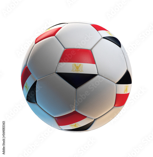Soccer ball with the flag of Egypt on isolated transparent. 3D Rendering