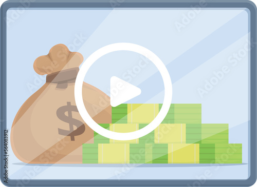 Trade lesson video icon cartoon vector. Money education. People study