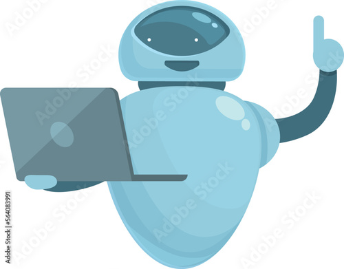 Laptop bot lesson icon cartoon vector. Trade school. People education