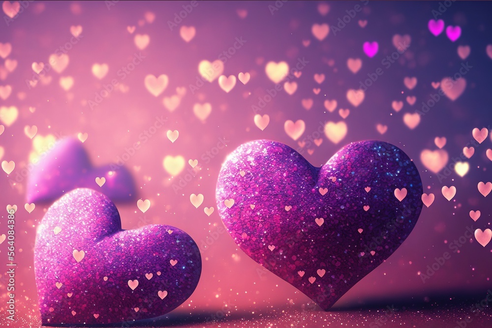Obraz premium Threesome of glitter hearts with sparkles