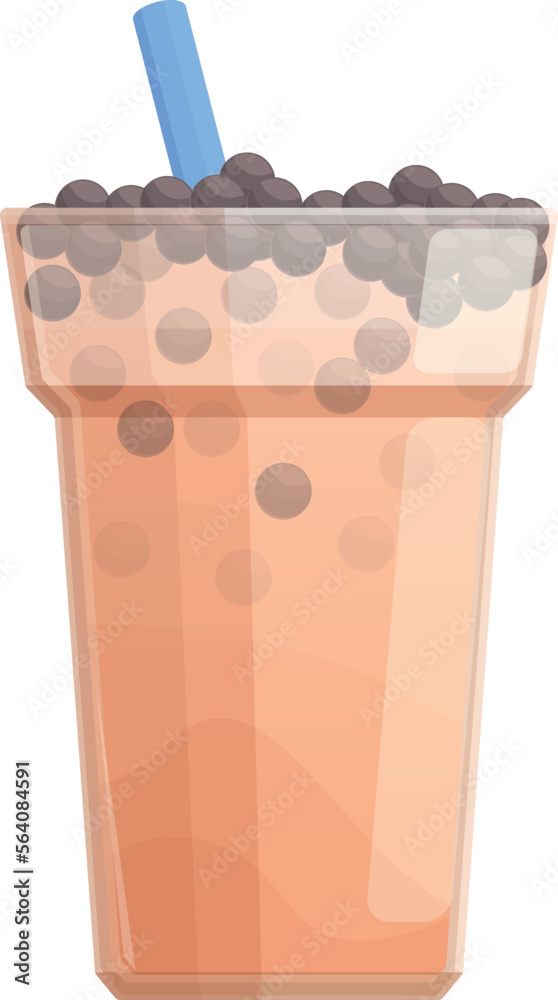 Cafe bubble tea icon cartoon vector. Milk drink. Glass dessert Cafe bubble tea icon cartoon vector. Milk drink. Glass dessert