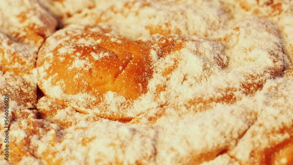 Ensaimada pie close up, a Spanish pastry typical of Mallorca, Majorca, Spain. Traditional dessert. Ensaimada pie close up, a Spanish pastry typical of Mallorca, Majorca, Spain. Traditional dessert.