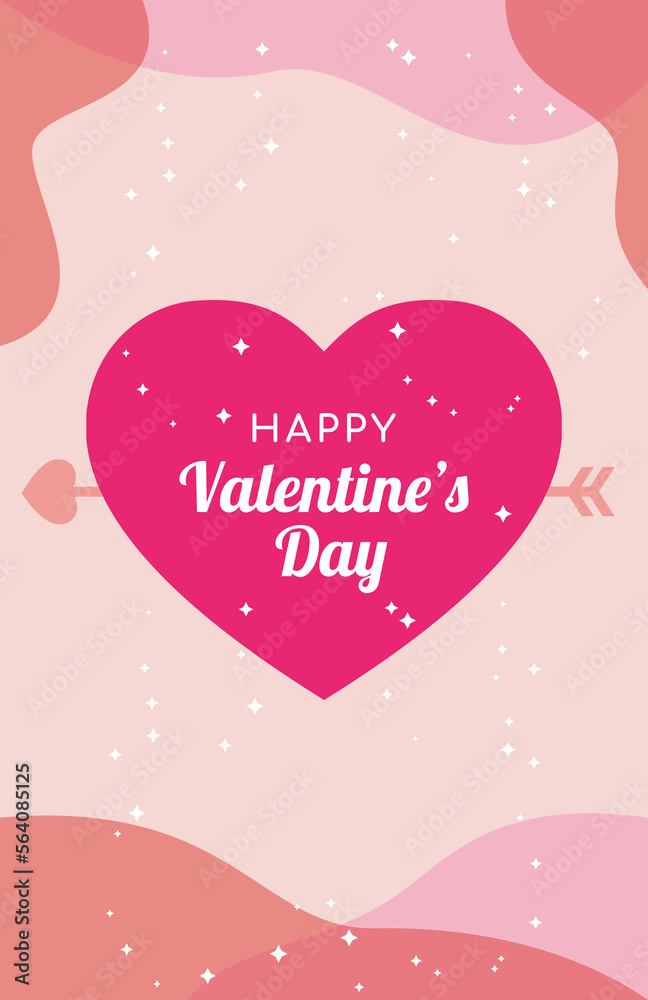 Happy Valentine's day. Valentine's day card with a heart and cupid arrow.
Symbol of love. Vector illustration