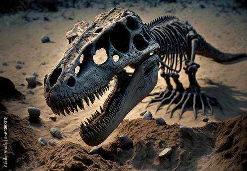 Dinosaurier Skelett erwacht zum Leben - Generative AI © Jürgen Fälchle