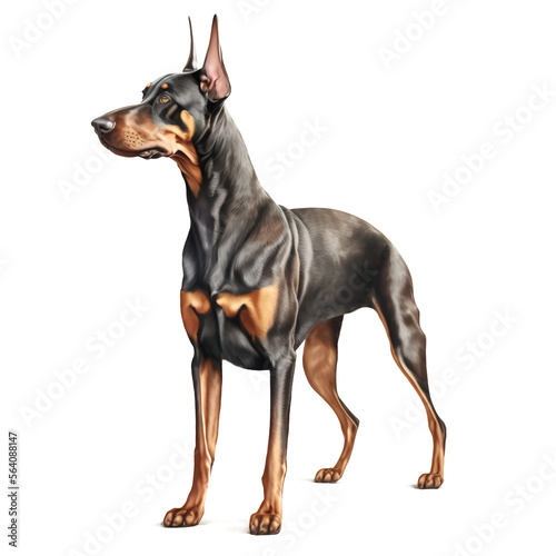 “Generative AI” Doberman Pinscher digital illustration.