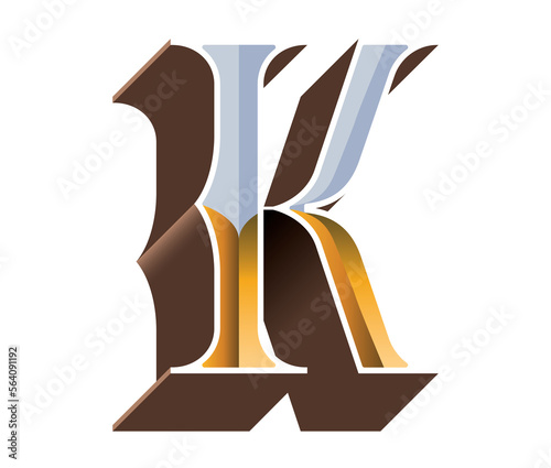 Handcrafted set of colorful capital letters with median spurs, inspired by nineteenth century stocks and bank notes.