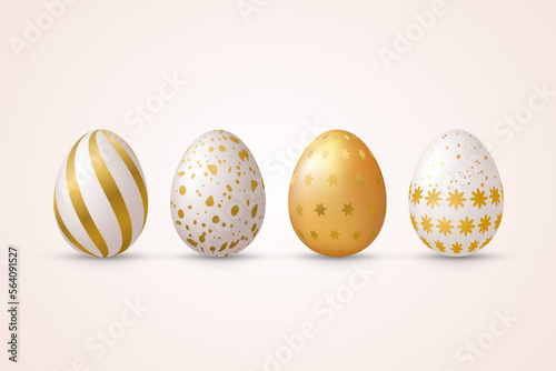 Set of different golden easter eggs 