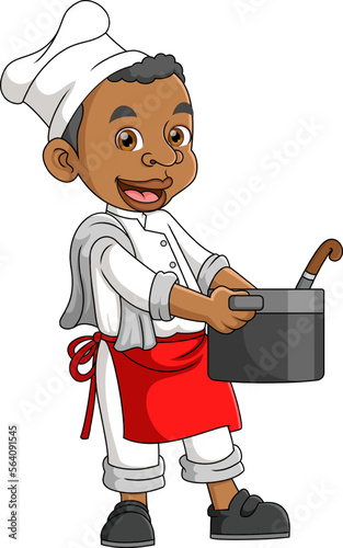 A African man works as a professional chef