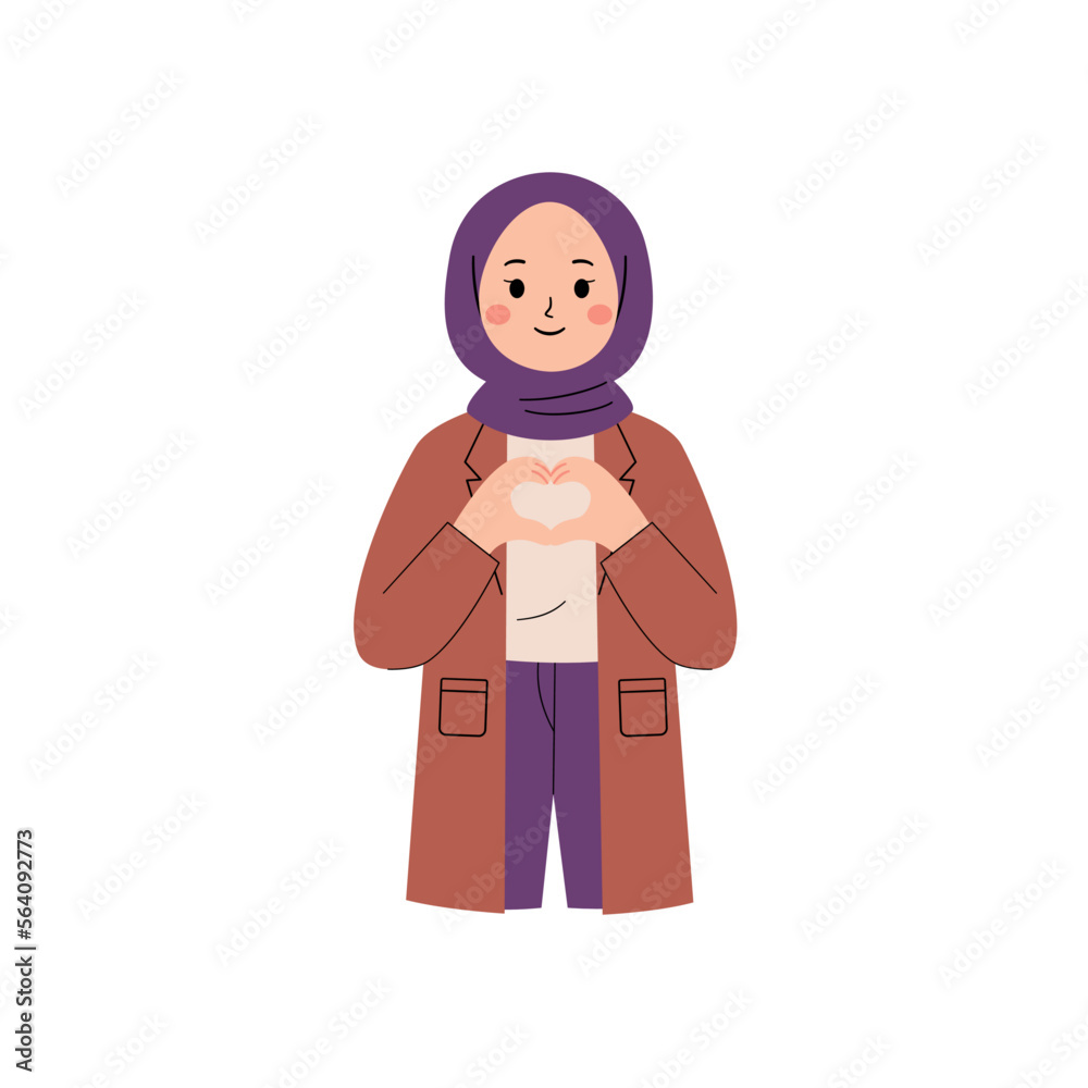 Muslim Woman with korean finger heart Muslim Woman with korean finger heart