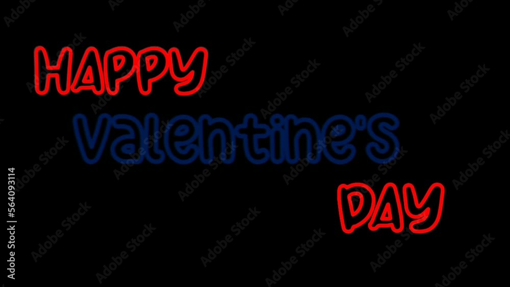 Text neon happy Valentine's animation glowing and shining on black background. Happy VALENTINE'S day animation in 4k. Text neon happy Valentine's animation glowing and shining on black background. Happy VALENTINE'S day animation in 4k.