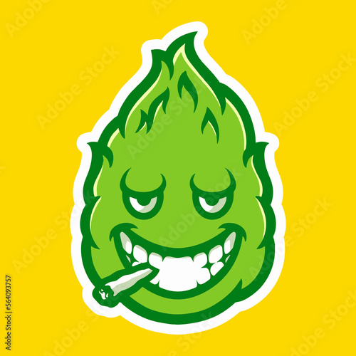 Cannabis bud cartoon character mascot