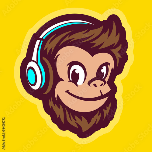 Cute monkey cartoon character mascot